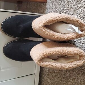 Womens Fur Lined Block Heel Boots